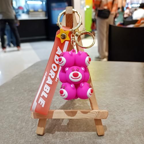 Image of Cute Cartoon Character Silicone 3D Key Chain with Strap Charm & Metal Hook, Merchandise Key Rings Gift for Kids Girls Boys Men & Women