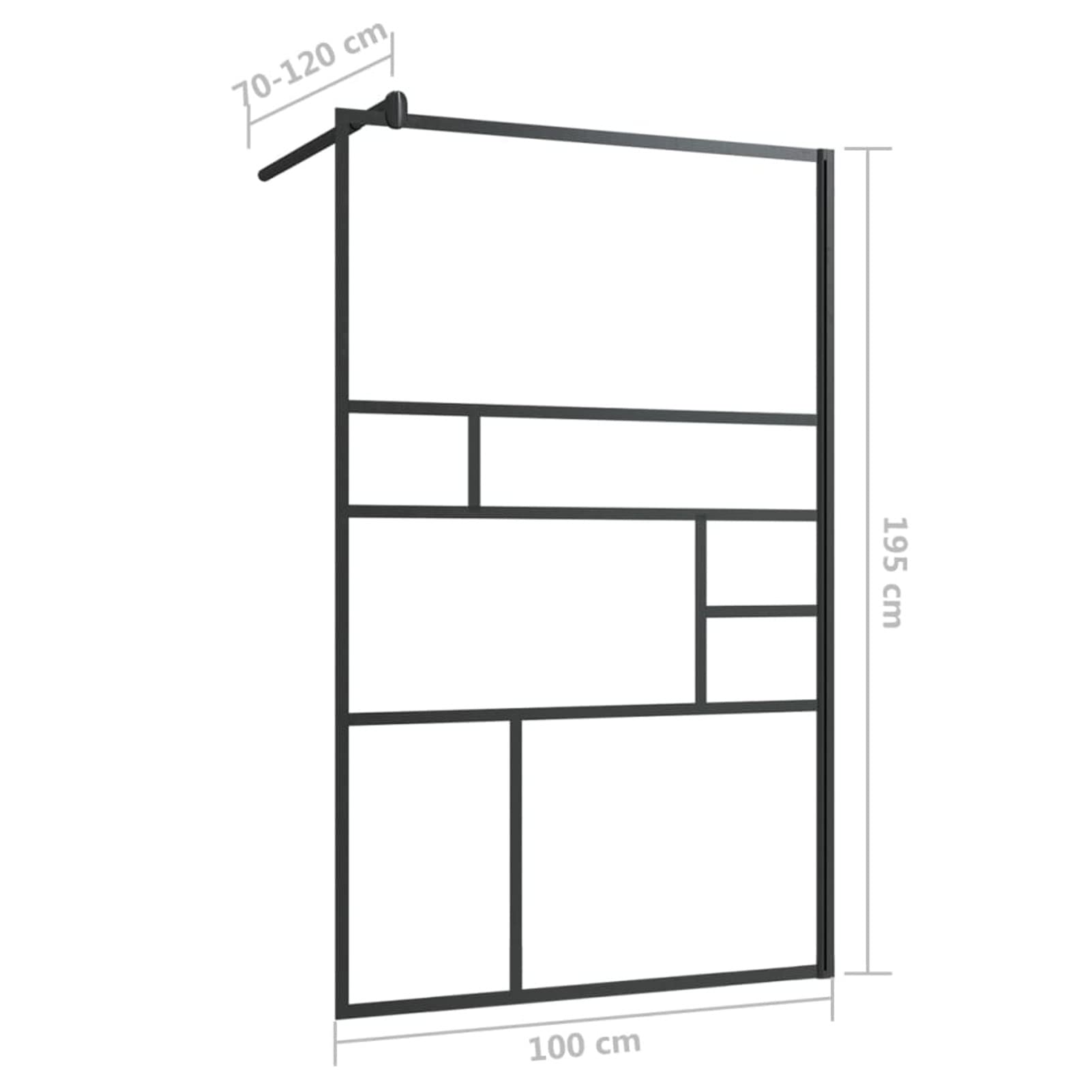 Homgoday Mampara de Ducha,Mampara Ducha accesible Vidrio ESG Transparente Ancho Adaptable 98-100 cm - Alto 195 cm Negro 100x195cm