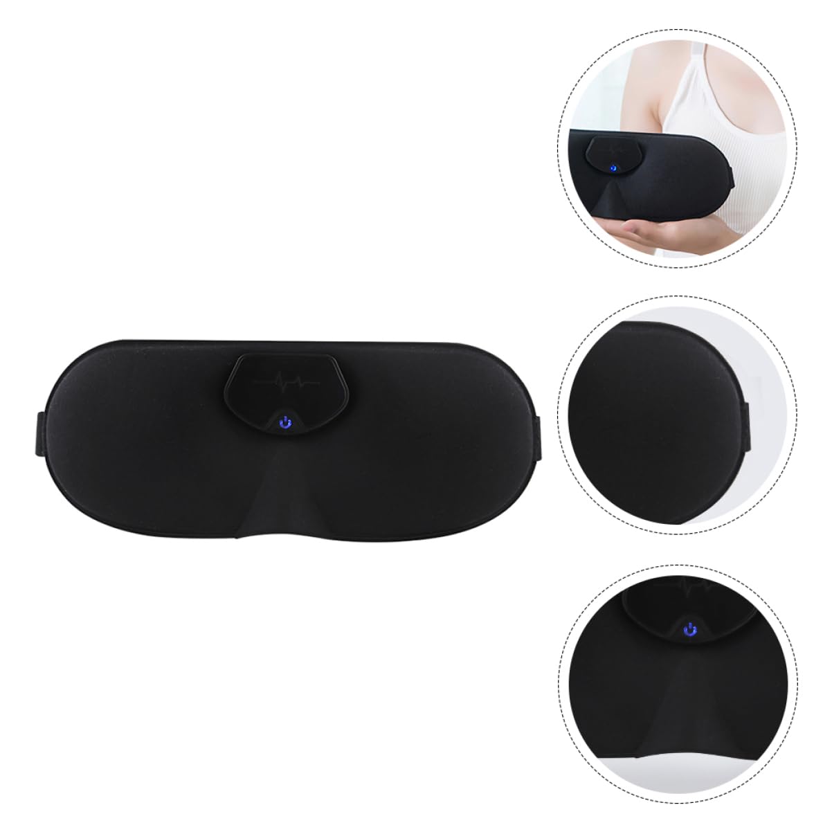 Sosoport Masseur Cranien Électrique sans Fil Stimulation par Impulsions Électriques Dispositif de Sons pour Dormir Masque en Dacron Noir pour Relaxation et Inhibition Fatigue
