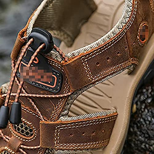 Sandália masculina para caminhada, dedo do pé, confortável, couro, praia, água, casual, sandália atl