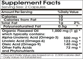 Organic Flaxseed Oil 1000mg Emulsified Dry ~ 200 Capsules - No Additives ~ Naturetition Supplements