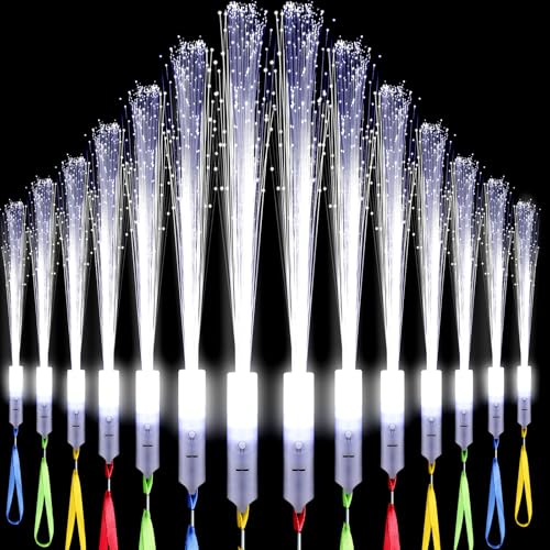 Jecery 48 Pieces White Fiber Optic Wands Glow Sticks LED Light up Wedding Wand with 3 Modes Flashing Sparklers for Wedding Bridal Shower Birthday Glow in the Dark Party Favors Supplies
