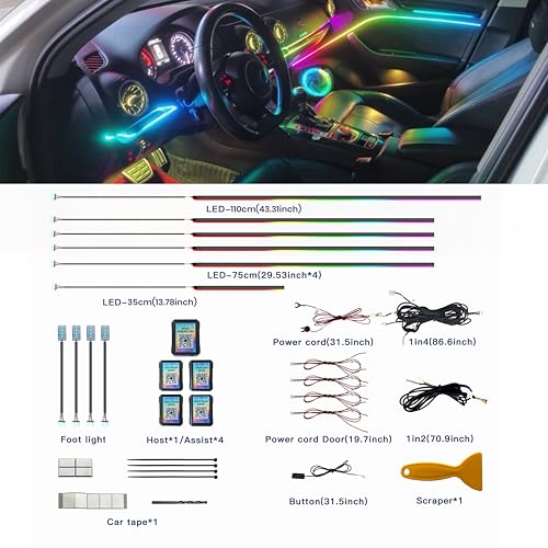 Tira LED para interior de auto KENANEK 6-en-1 110 cm miniatura 3