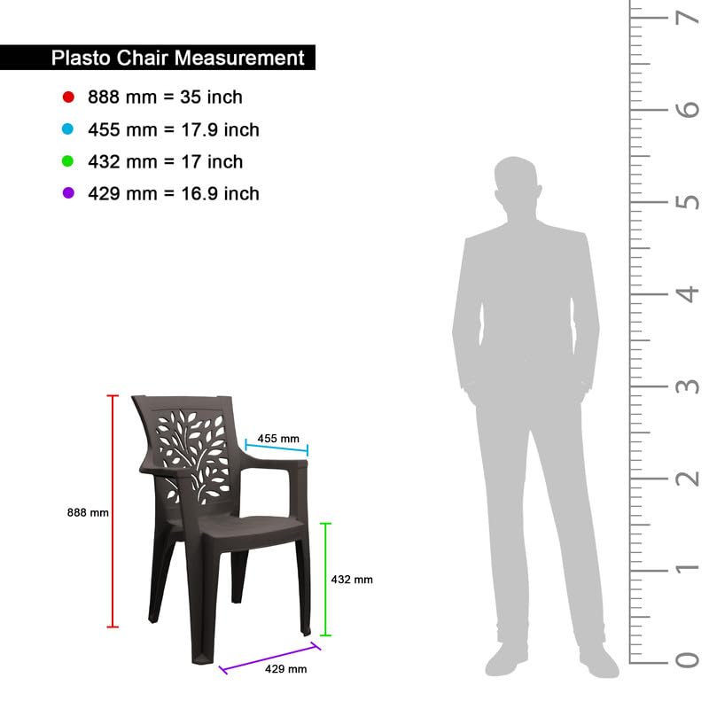 Image of Plasto Chair Luxury, Brown | Comfortable Back Posture, Matt & Gloss Pattern, 150KG Capacity, Strong & Sturdy