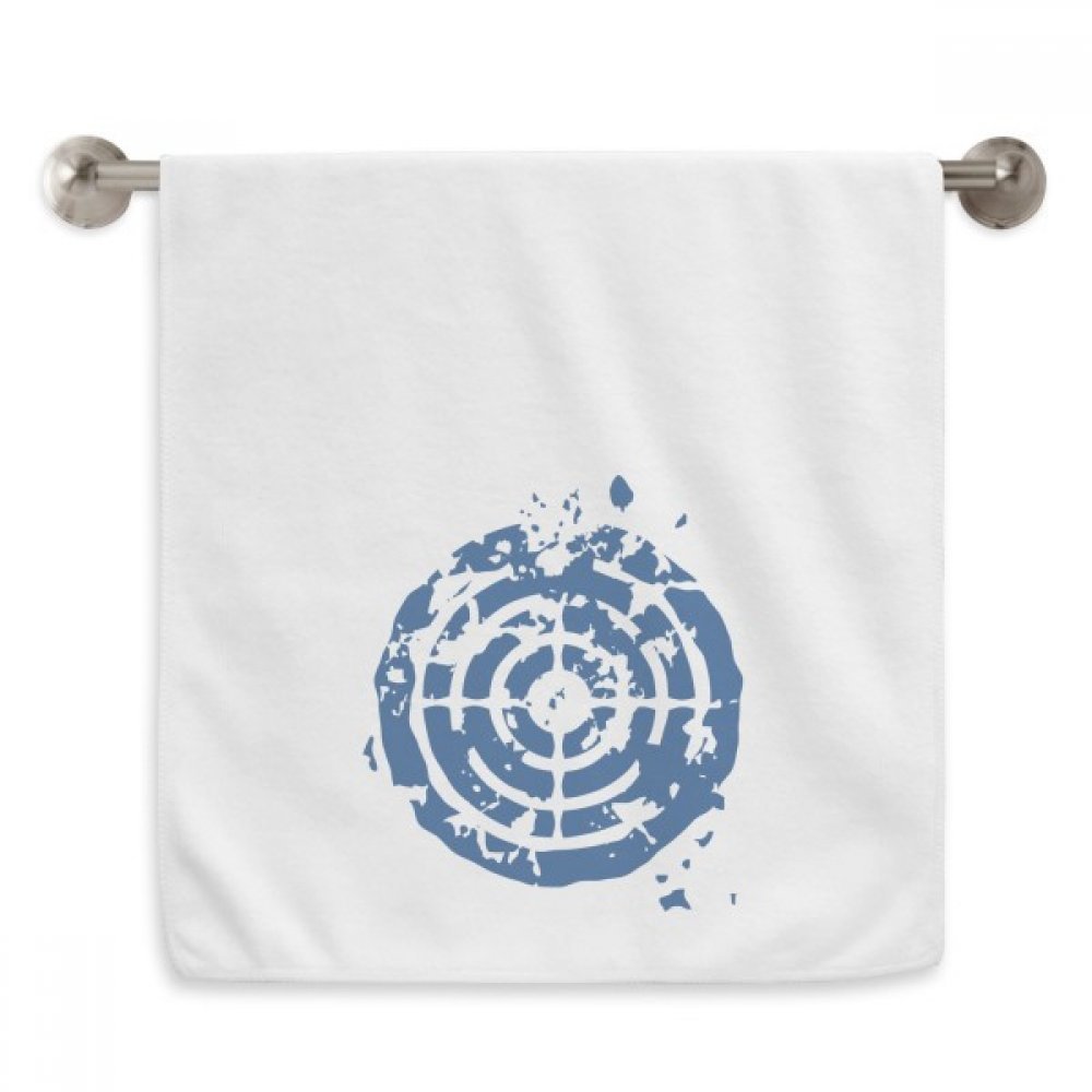 Débarbouillette cible ronde bleue drap de toilette blanc pour le sport et le bain