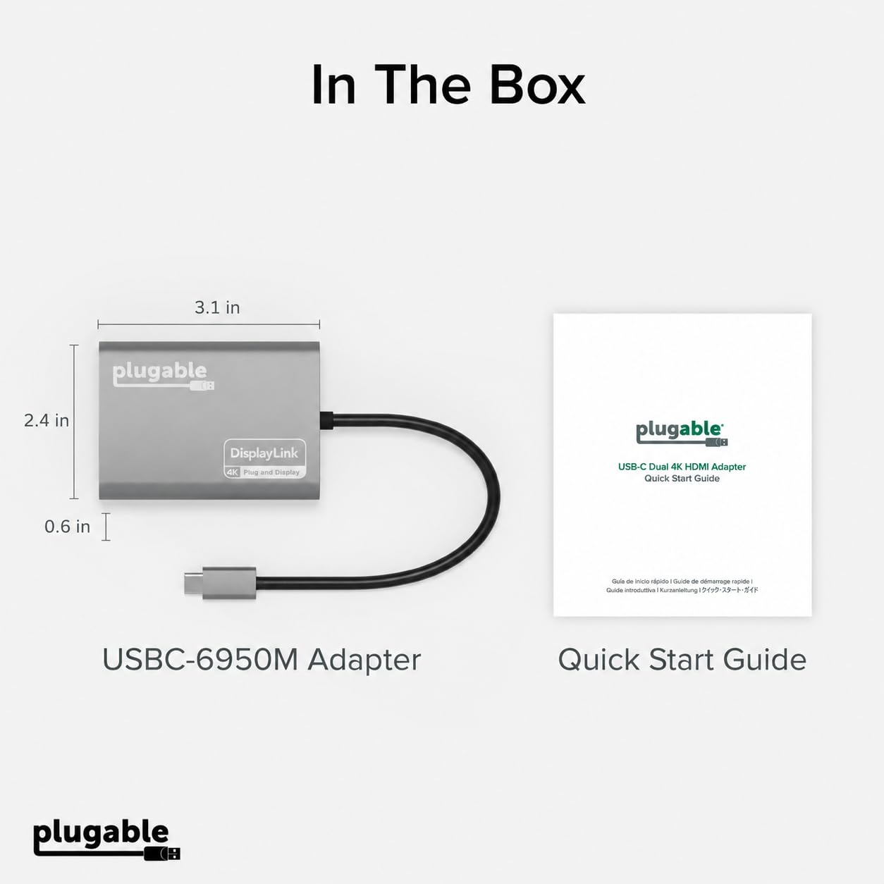Plugable Technologies USBC-6950M adattatore grafico USB 3840 x 2160 Pixel Argento (Plugable USB-C Dual 4K HDMI Adapter)