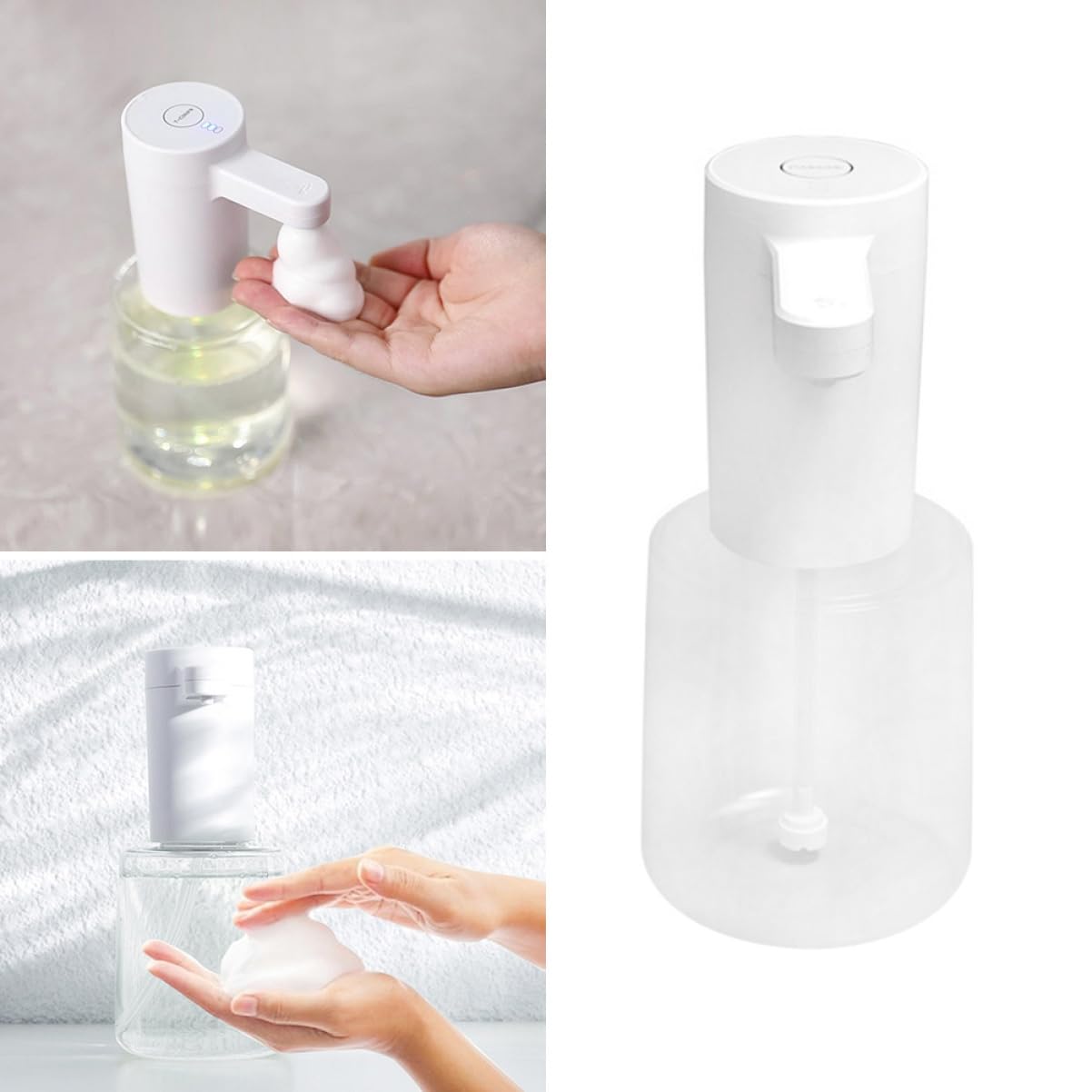 Alipis Dispenser Automatico di Sapone senza Toccare, Sensore a Induzione, Plastica Bianca, per Bagno, Ufficio e Hotel