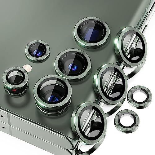 Image of Camera Lens Protector Ring Compatible with Samsung Galaxy S23 Ultra | Tempered Glass + Aluminum Alloy Ring | Full Coverage Lens Guard | Scratch Proof | HD Clear | Case Friendly | Green