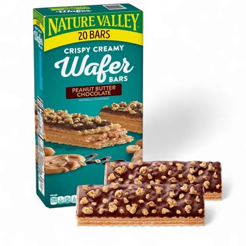 Nature-valley Peanut Butter Chocolate Wafer Snack Bars – 20 Count, Crispy & Creamy Delight, Custom Bundled by MOOCHI