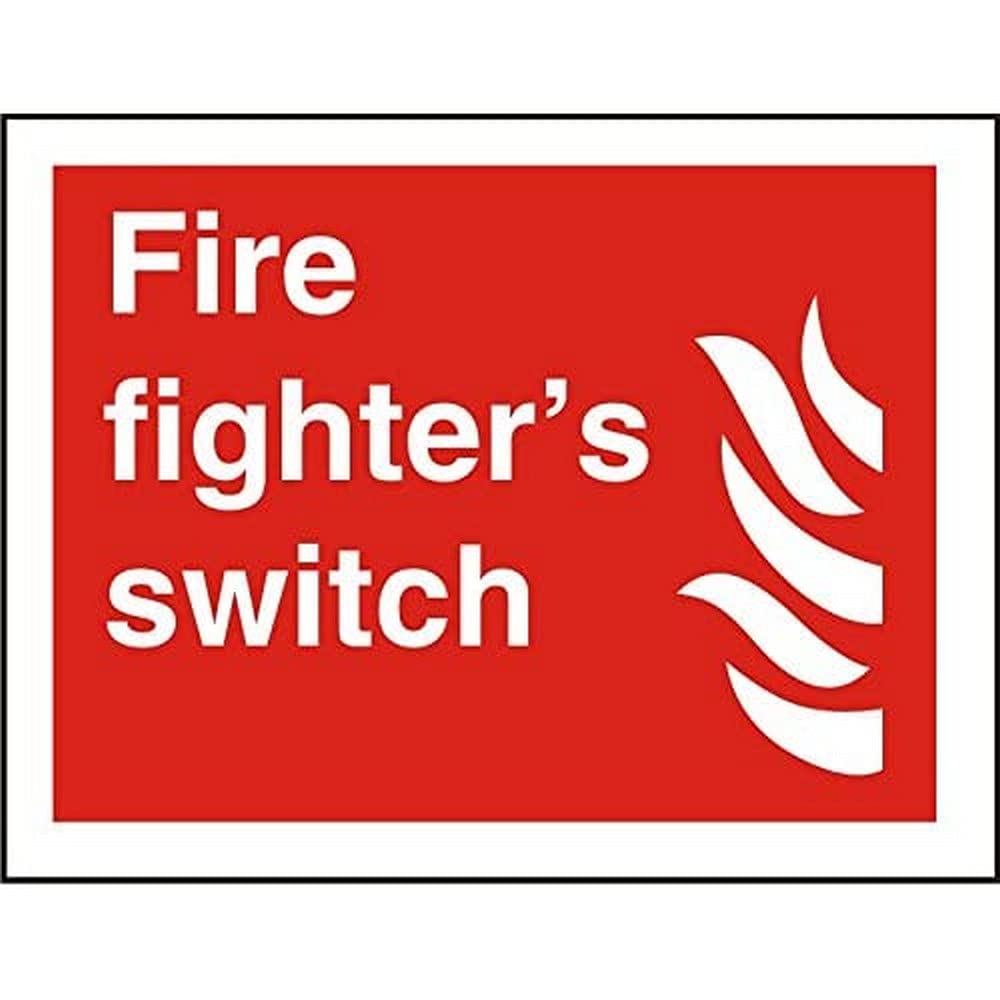 Seco Fire Fighter's Switch & Fire Sign, 200mm x 150mm - 1mm Semi Rigid Plastic