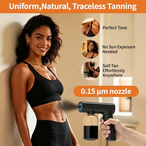 Image of Cordless Self Tanning Spray Machine Gun - Electric Airbrush Tanner for Body & Face - Portable USB-C Rechargeable Sunless Tanning System with Fine Mist Applicator for Salon Results at Home