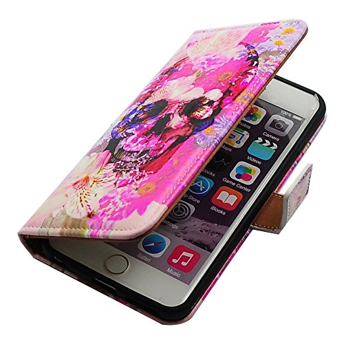 Iphone 6S Plus Case,Iphone 6 Plus Case, Bfun Packing Bcov Skull Flower Style Leather Wallet Cover Case For Iphone 6 Plus/6S Plus #TOP4