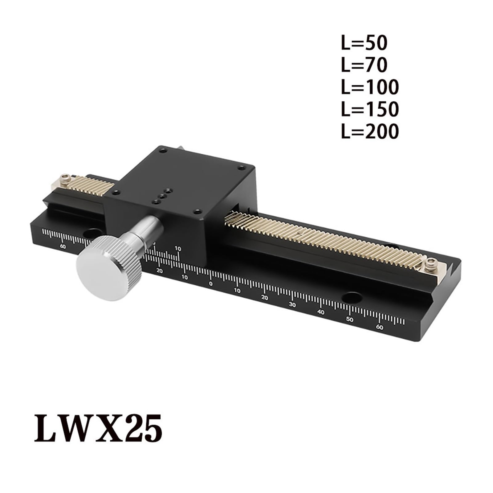 Mesa deslizante de corte de cola de milano de largo alcance con eje X, plataforma de desplazamiento manual LWX25(50mm)