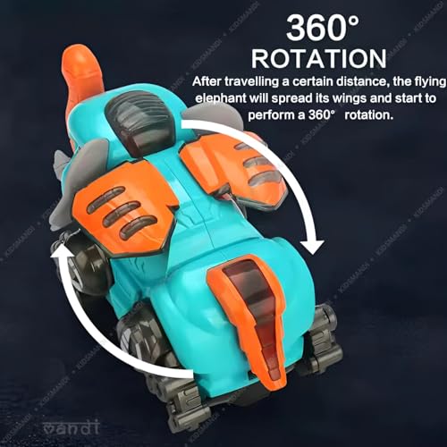 Image of Kids Mandi Musical Elephant Toy | 360 Rotating Action | Light & Sound Features | Interactive Moving Toy for Kids (Multicolour)