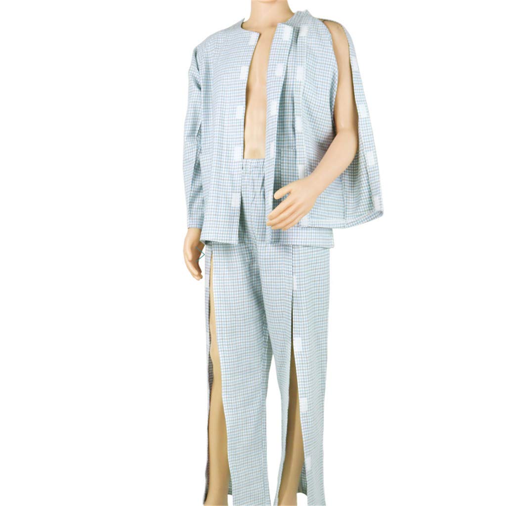 Patient Care Clothes for Fracture Postoperative Long Bedridden,inconvenient Wear and take Off Elderly,Easy to wear Off Nursing Suit,Men'sset,M