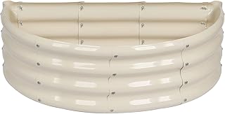 Harbour Housewares Raised Garden Bed - Ivory - 95 x 45cm - Semi-Circle - Bottomless Galvanised Steel Metal Planter Box for Growing Outdoor Plants, Vegetables, Flowers and Herbs