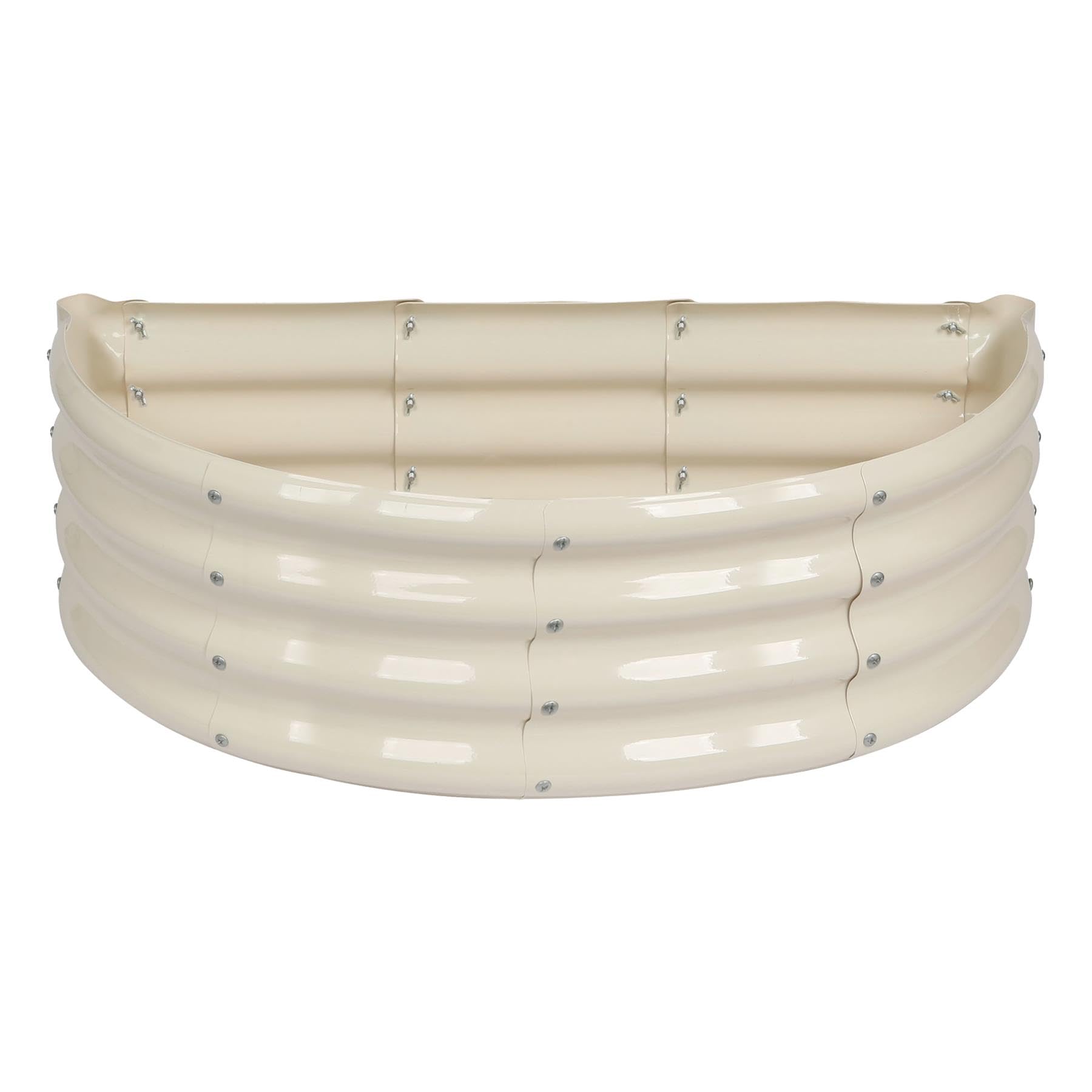 Harbour Housewares Raised Garden Bed - Ivory - 95 x 45cm - Semi-Circle - Bottomless Galvanised Steel Metal Planter Box for Growing Outdoor Plants, Vegetables, Flowers and Herbs