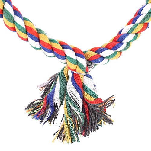Image of Bird Rope Toy,Round Circle Rings Colorful Cotton Rope Swing Toy Pet Bird Standing Playing Chewing Perches Loop for Parrot Parakeet Bungee Canary Cockatiel Lovebirds
