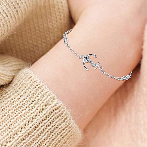 CUOKA MIRACLE Anchor Bracelet 925 Sterling Silver Anchor Bracelet Sailor Bracelet Nautical Jewelry Anchor Jewelry for Women Best Friends Holiday Christmas Birthday - Image 4