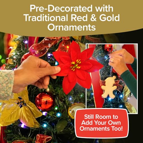 Superstar Santa Pop-Up Christmas Tree, 7FT, Pre-Lit w/ 200 LED Lights, AS SEEN ON TV, Santa Projects North Star, Opens Instantly, Fully Decorated, 7 Colors, 32 Modes w/Remote, Stores Flat - Image 5