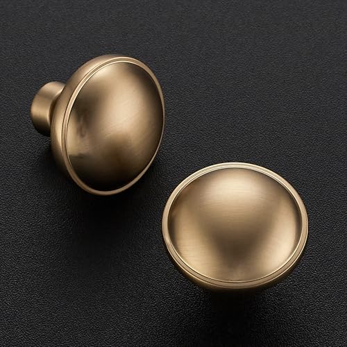 Image of Ravinte 2 Pack 1-1 /4 Inch Diameter Kitchen Cabinet Knobs Champagne Bronze Dresser Knobs Round Solid Cabinet Drawer Pulls for Kitchen Cupboard Hardware