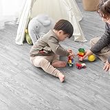 タンスのゲン ジョイントマット 大判59cm 厚み10mm 6畳用 32枚組 木目調 防音 ノンホル サイドパーツ付き アッシュグレー 18700013(79754)