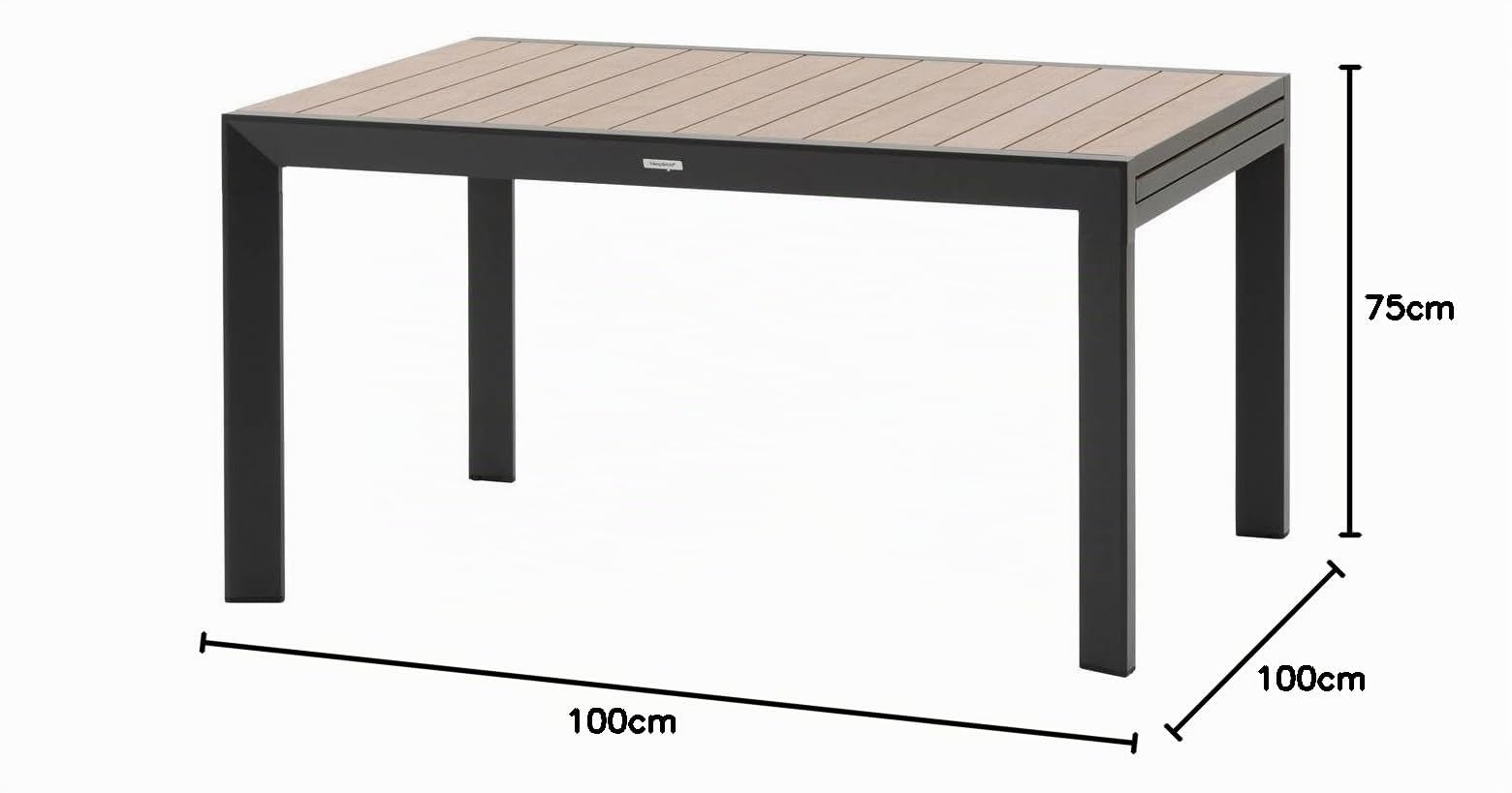 Hespéride - Table de Jardin Extensible Évasion - Effet Bois Honey/Graphite - 140 x 100 x 75 cm - Aluminium, 10 Places - pour Terrasse