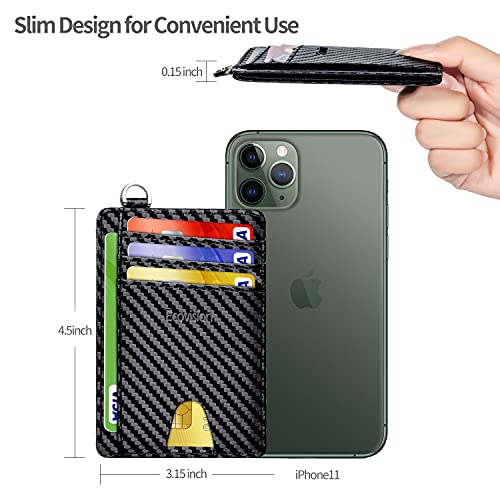 Image of Slim Minimalist Front Pocket Wallet, RFID Blocking Credit Card Holder Wallet with Detachable D-Shackle for Men Women
