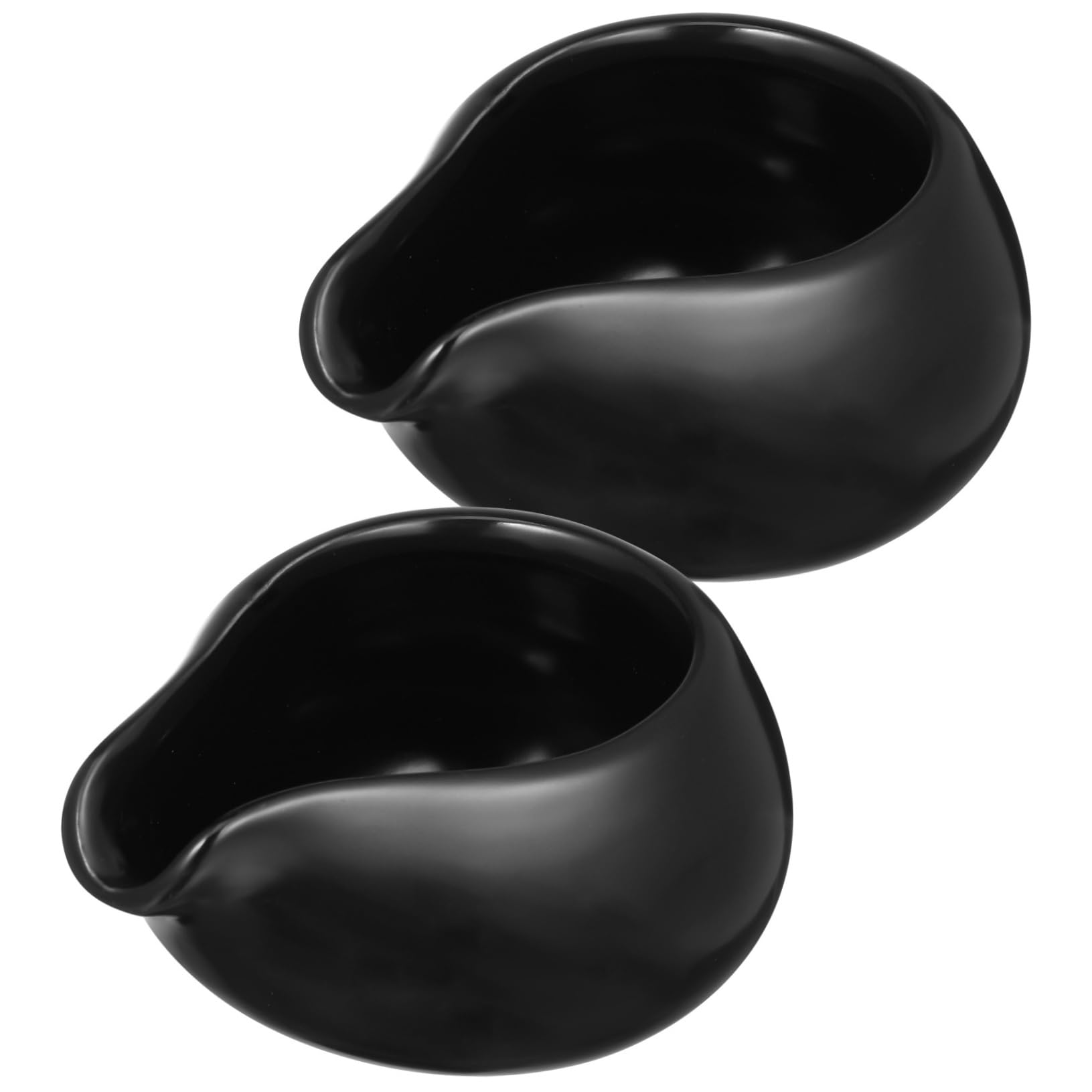 KICHOUSE 2pcs Steak Sauce Bucket Pot Milk Jug for Coffee Machine Individual Gravy Jugs Saucer Appetizer Syrup Pitcher Coffee Server Syrup for Coffee Ceramics Black