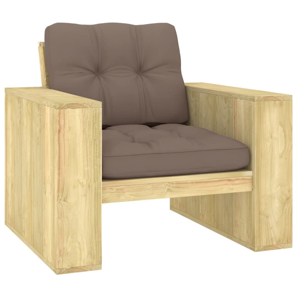 Meuble de détente durable en pin imprégné et fauteuil d'extérieur de prestige