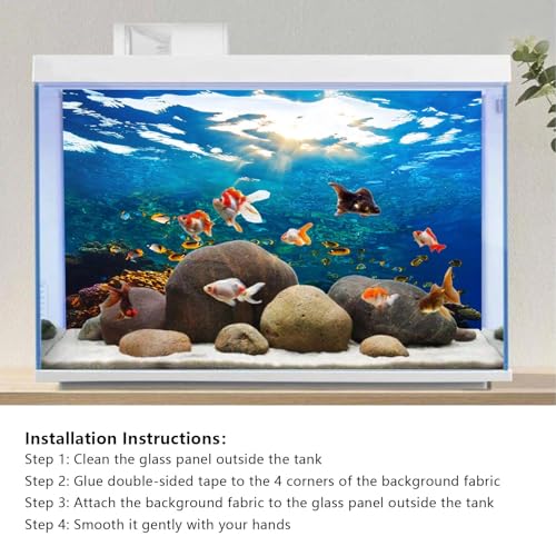 Image of YongFoto Ocean Theme Fish Tank Background 48x18 inch Seaweed Coral Reef Rock Seafloor Tropical Fish Underwater Sea World Polyester Backdrop Reptile Habitat Terrarium Aquarium Background