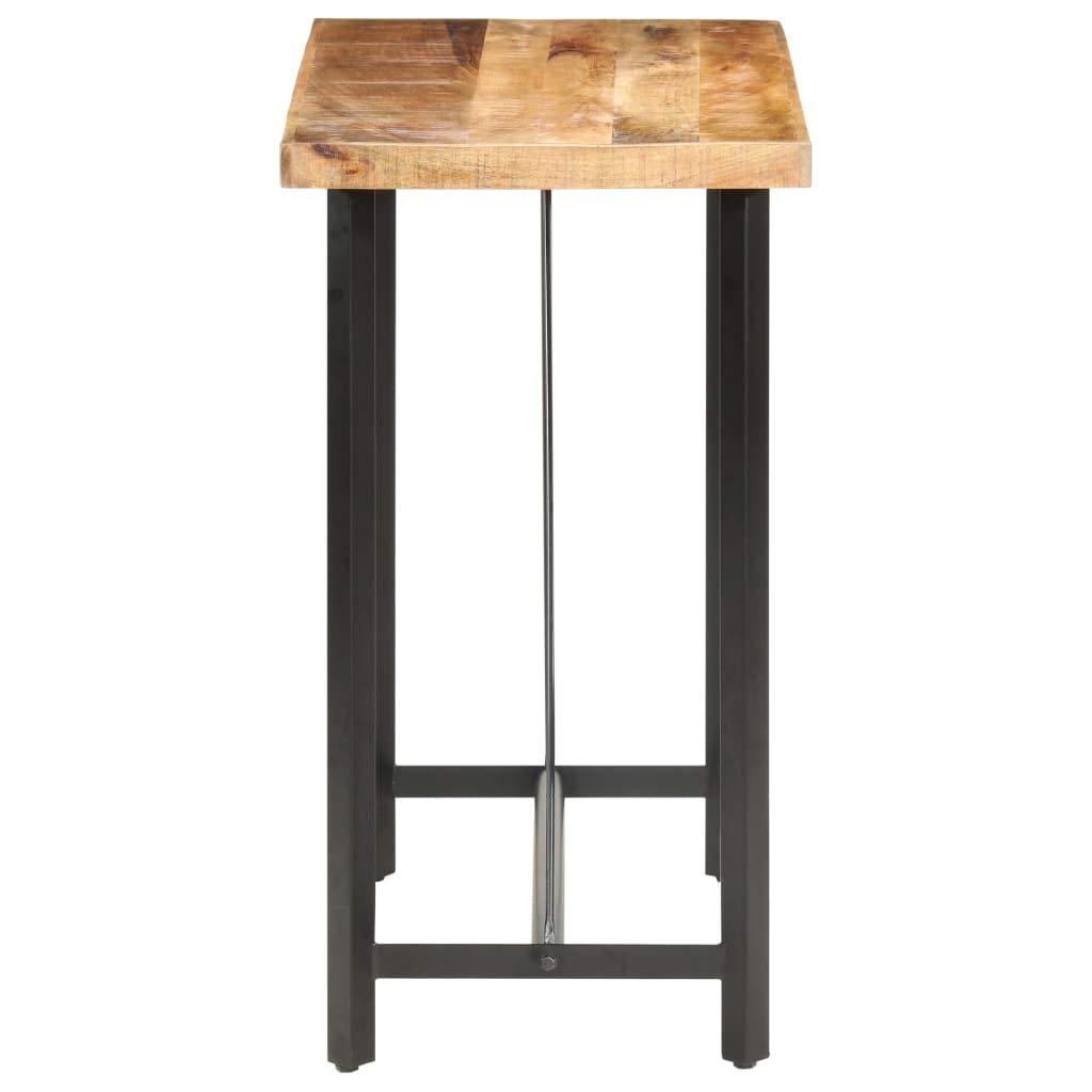 Mesa de bar de 120 x 58 x 107 cm de madera de mango rugosa con patas de hierro con recubrimiento en polvo, robusta mesa alta de aspecto industrial para cocina o comedor, madera dura tropical