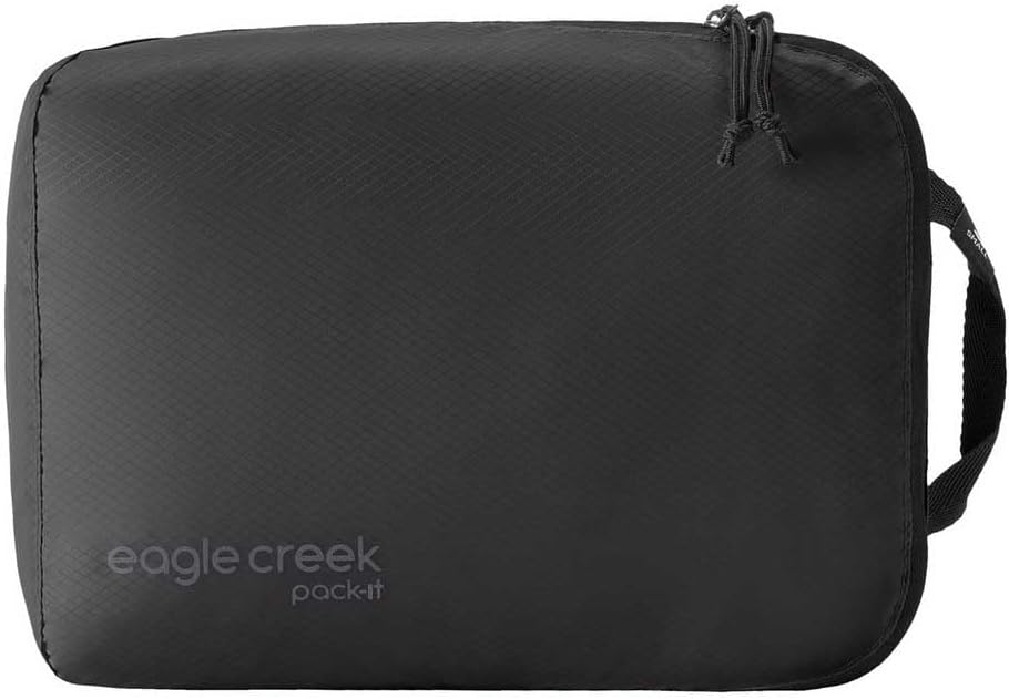 Eagle Creek Pack-It Isolate Cube - Lightweight Clothes Packing Cube for Maximizing Luggage Space - Angled Zippered Opening - Convenient Top Handle - Water-Resistant - Small - Black