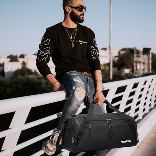 Gym Duffle Bags for men and women, large duffle bag for Travel, Weekend Overnight bag with shoe compartment & wet pocket, water resistant sports duffle bag gymbag - Image 5