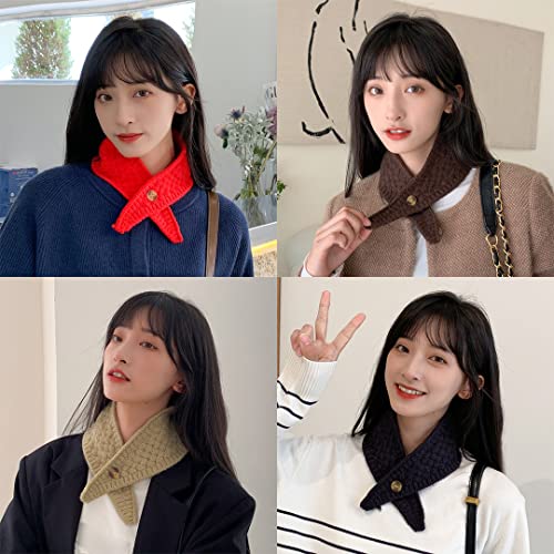 Cute Mini Neck Warmer Scarf Knit Neck Gaiter with Buttons Womens Neck Choker Thermal Scarves for Outdoor Activities3