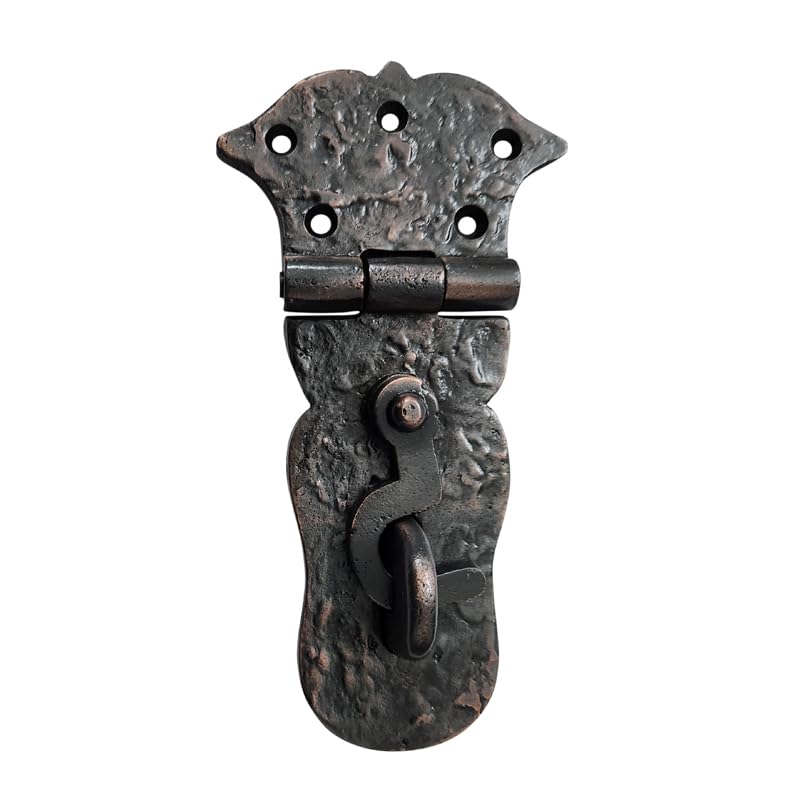 Image of Adonai Hardware inchParan inch Heavy Duty Antique Cast Iron Safety Hasp and Staple with Locking Mechanism (6 inch x 1 Pack, Oil Rubbed Bronze) for Vintage Pirates Treasure Chest, Trunks, Wooden Jewelry Box