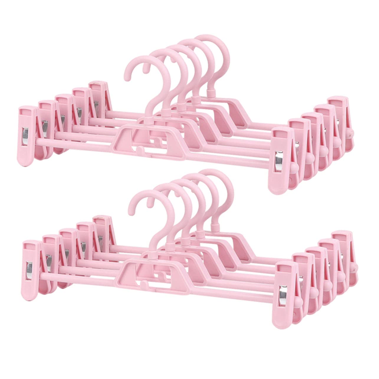 Unomor 10pcs Stacked Trousers Hanger Trousers Hanger Anti- Slip Hanger Skirt Hangers Adjustable Pants Rack Pants Hangers Closet Clothes Hangers Clothes Slack Hangers Plastic Pink