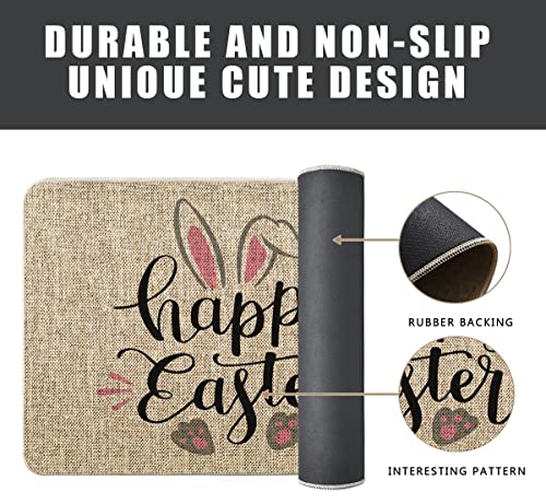 Gagec Happy Easter Door Mat Cute Bunny Ears Paws Holiday Doormat Entrance Rugs Spring Farmhouse Indoor Bathroom Home Kitchen Decorations Floor Front Door Mat Outdoor 17 X 27 Inch #TOP5