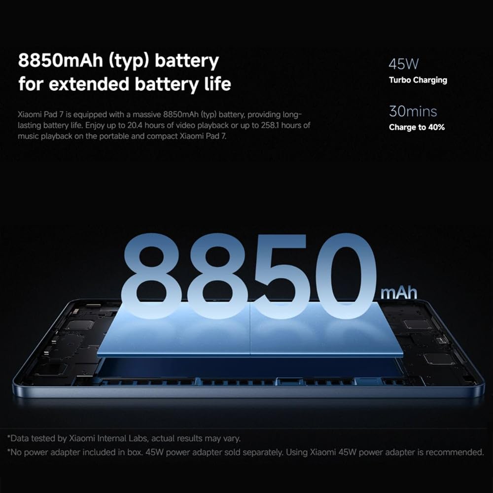 XIAOMI Pad 7, 11", 3,2K, 144 Hz, 12 GB, 256 GB, 8850 mAh, 45 W, Snapdragon 7+, Gen 3, szary (ładowarka w zestawie)