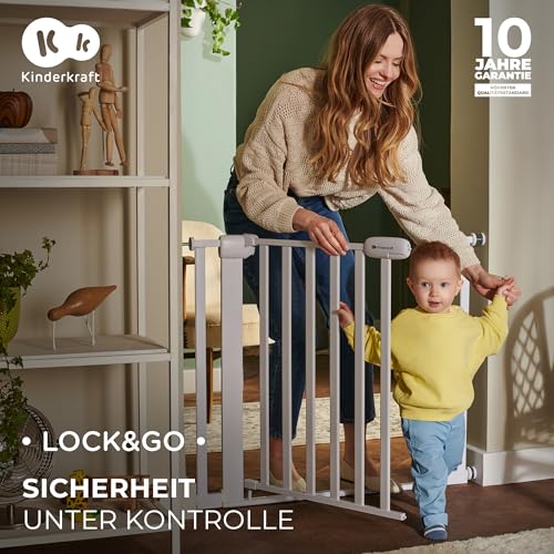 Kinderkraft Lock&GO Treppenschutzgitter Ohne Bohren, Türschutzgitter, Kinderschutzgitter, von 75 bis 103 cm, 90 Grad öffnen, doppelte Verriegelung, Schwarz
