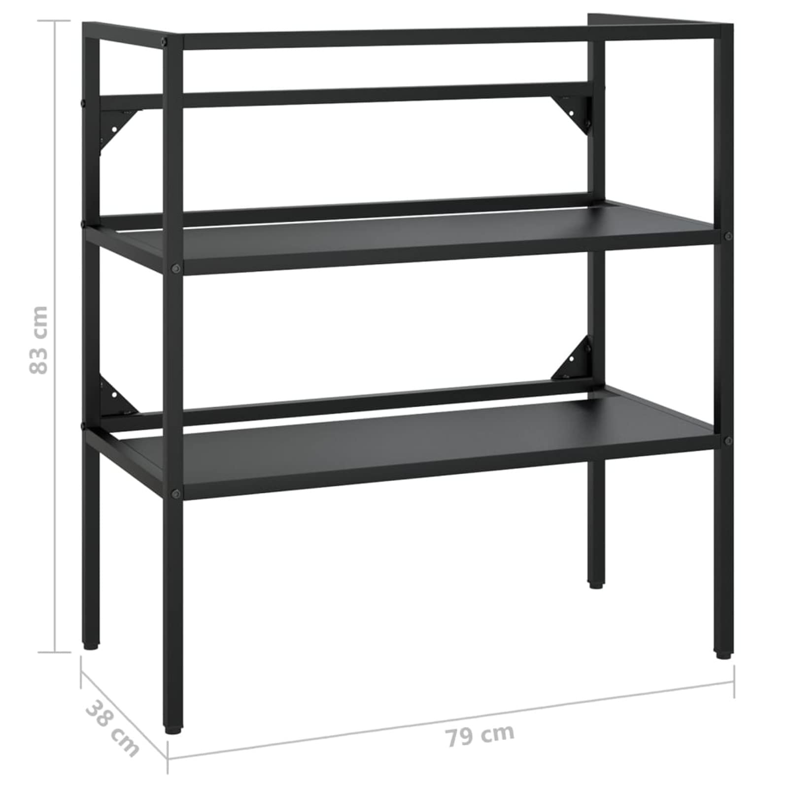 Telaio per lavabo da bagno nero 79 x 38 x 83 cm, in ferro, per lavabo da bagno, lavabo per lavaggio a mano, design moderno lucido, lavabo per bagno