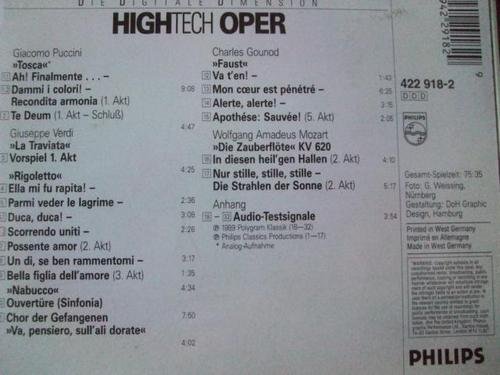 Back cover of the Oper Audio CD, showing a detailed tracklist with composers and titles.