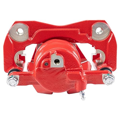 Image of TRQ Front Brake Caliper Set Painted Red Brackets Compatible with 2009-2010 Pontiac Vibe 2016 Scion iM 2011-2016 tC 2017-2018 Toyota Corolla iM 2009-2013 Matrix 2016-2020 Mirai 2006-2020 RAV4