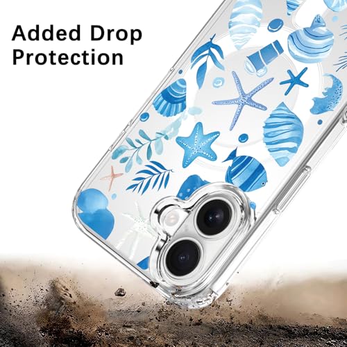 Coque rigide iPhone 16 transparente thème marin avec aimant premium - 6