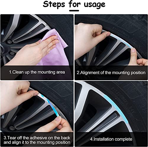 Image of CARTMAN Reflective Car Wheel Rim Stickers, Wheel Warning Adhesive Strip, Night Reflective Safety Exterior Accessories Decorative Decals Tape for Car and Motocycle (Pack of 80)