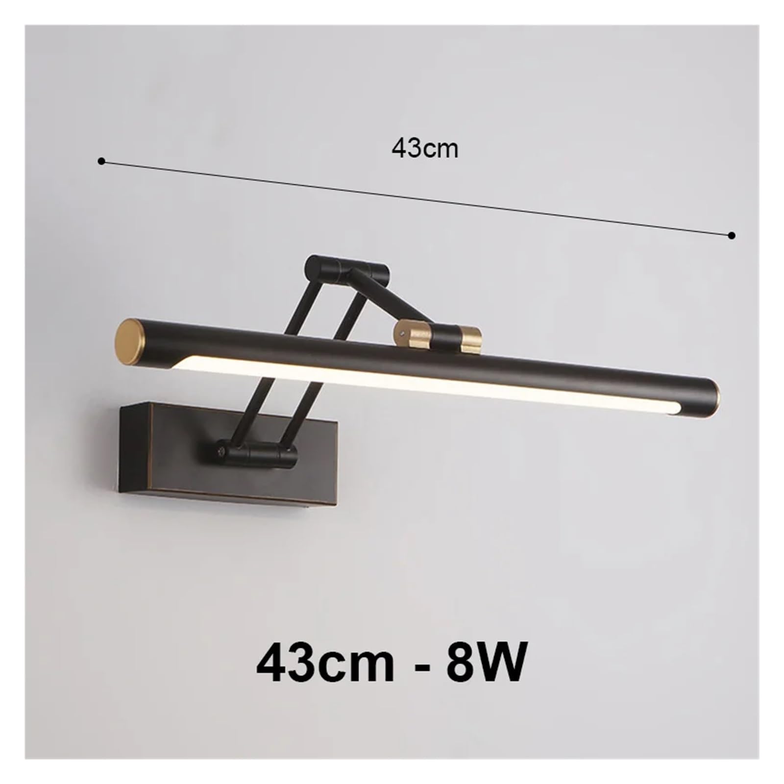 Lustrzana Kinkiet Nordic Modern LED Oświetlenie Wewnętrzne Wystrój Pokoju Kinkiety Do Łazienki Salon Sypialnia Oprawa Oświetleniowa Stabilne OśWietlenie(Cool White,Black Gold 43cm)