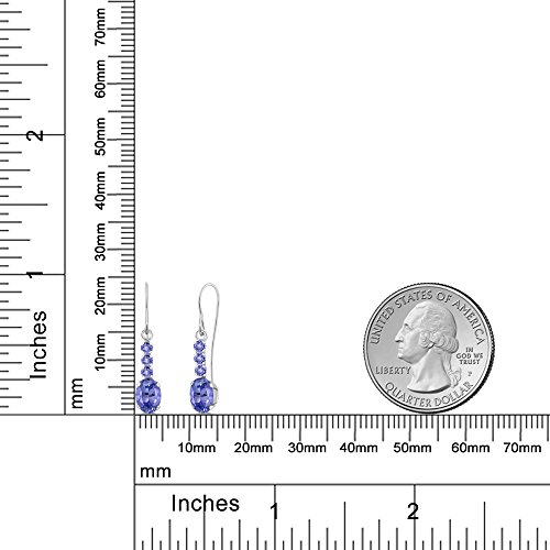 Gem Stone King 10K White Gold Blue Tanzanite Drop Dangle Earrings For Women (1.14 Cttw, Gemstone December Birthstone, Oval 6X4MM)3