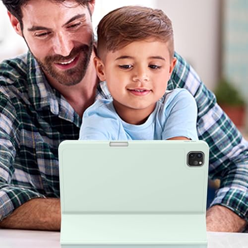 Image of ZryXal New iPad Pro 13 Inch Case (M5) 2025 / (M4) 2024 with Pencil Holder, Smart iPad Case [Support Pencil Pro and Pencil (USB-C)], Support Touch ID and Auto Wake /Sleep (Pale Green)