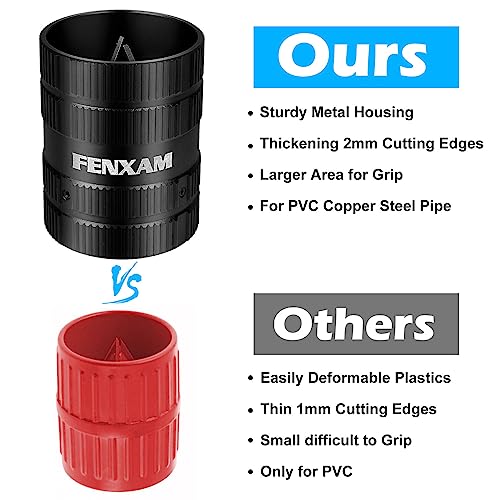 PlumbingTools, Deburring Tool for Copper/PVC Pipe, Copper Pipe Cleaner, Pipe Reamer 1/4" to 1-5/8" Inner Outer Hard Tube Chamfering Tool Black - Image 3