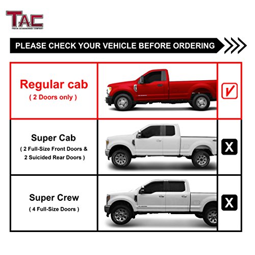 Tac Side Steps Fit 1999-2016 Ford F250 / F350 / F450 / F550Hd Super Duty Regular Cab Pickup Truck 3" Black Side Bars Nerf Bars Step Rails Running Boards Off Road Exterior Accessories (2 Pieces) #TOP2